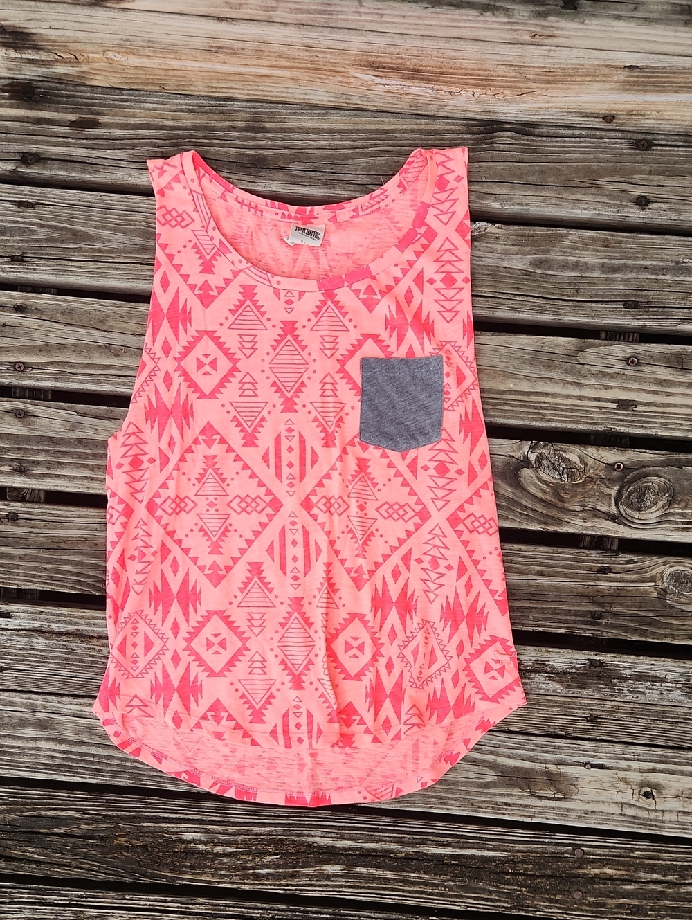 Pink Victoria's Secret Aztec Western Gray Casual Tank Top Small Summer Pocket